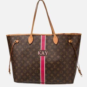 Authentic Louis Vuitton LV Monogram Neverfull GM - Monogrammed KAY - Pink Stripe